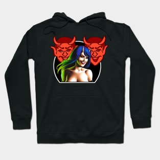 Devil girl with blue hair Hoodie